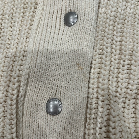 [XL]Banana Republic Varo Cream Chunky Knit Hooded Bomber Sweater Organic Cotton - Picture 6 of 9